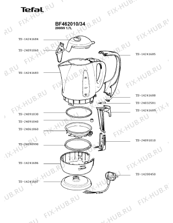 Схема №1 BF462010/34 с изображением Элемент корпуса для электрочайника Tefal TS-14241683