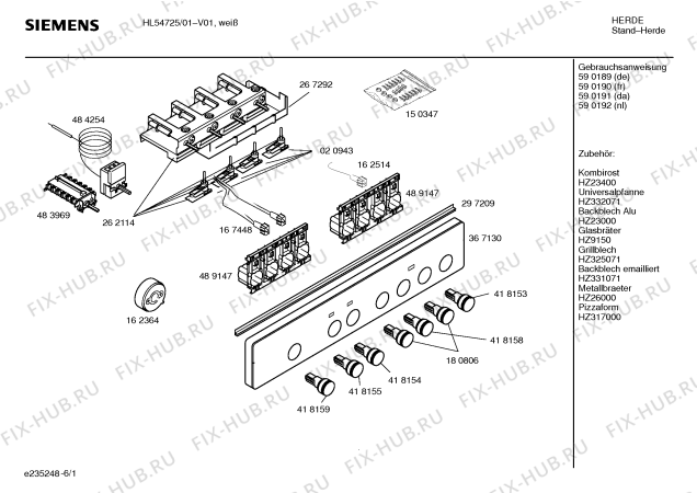 Схема №6 HL54725 с изображением Инструкция по эксплуатации для плиты (духовки) Siemens 00590189