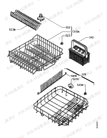 Взрыв-схема посудомоечной машины Alno ASU4070IN - Схема узла Basket 160