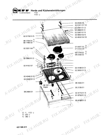 Взрыв-схема плиты (духовки) Neff 1723U - Схема узла 04