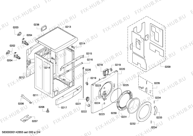 Схема №4 WAE2846SGB Exxel 1400 Express с изображением Крышка для стиралки Bosch 00476814