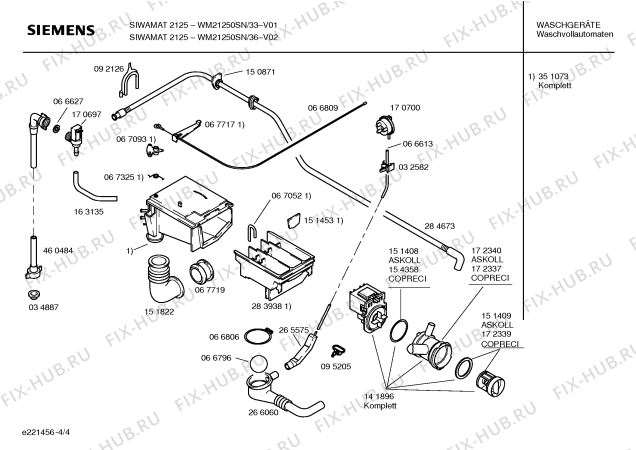 Схема №4 WM21250SN SIWAMAT 2125 с изображением Инструкция по эксплуатации для стиралки Siemens 00523492