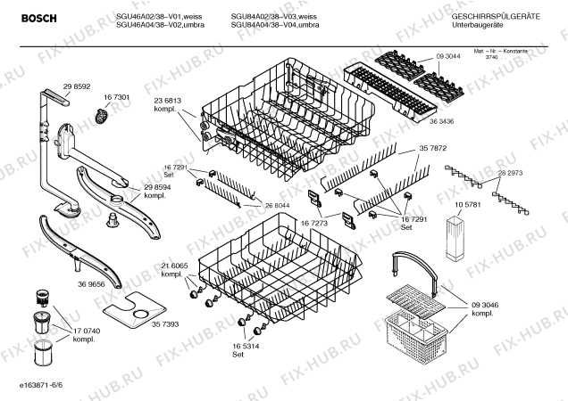 Схема №5 SGU84A02 Exclusiv с изображением Инструкция по установке/монтажу для посудомоечной машины Bosch 00585439