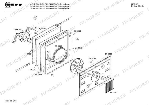 Схема №6 E1142S0 JOKER 141 D CLOU с изображением Переключатель для плиты (духовки) Bosch 00057676