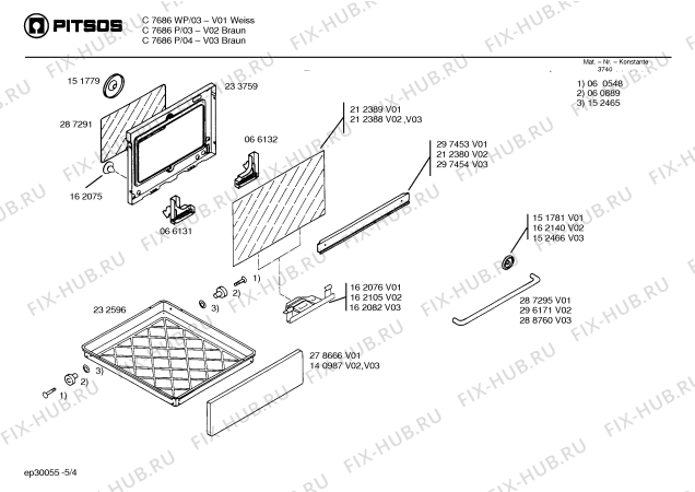 Схема №3 C7626P с изображением Стеклокерамика для плиты (духовки) Bosch 00234310