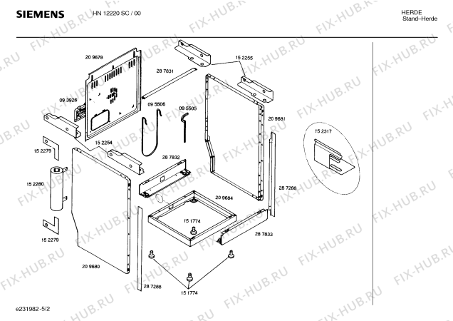 Взрыв-схема плиты (духовки) Siemens HN12220SC - Схема узла 02
