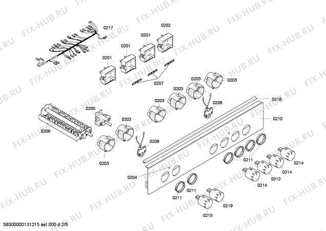 Взрыв-схема плиты (духовки) Bosch HLN423220R - Схема узла 02