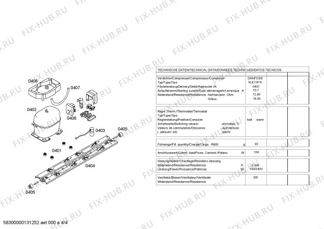 Взрыв-схема холодильника Bosch KDN36A00NE - Схема узла 04