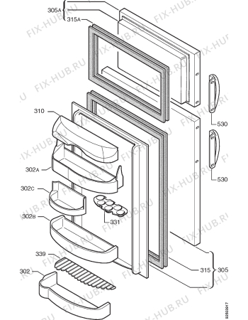 Взрыв-схема холодильника Faure FRD186M - Схема узла Door 003