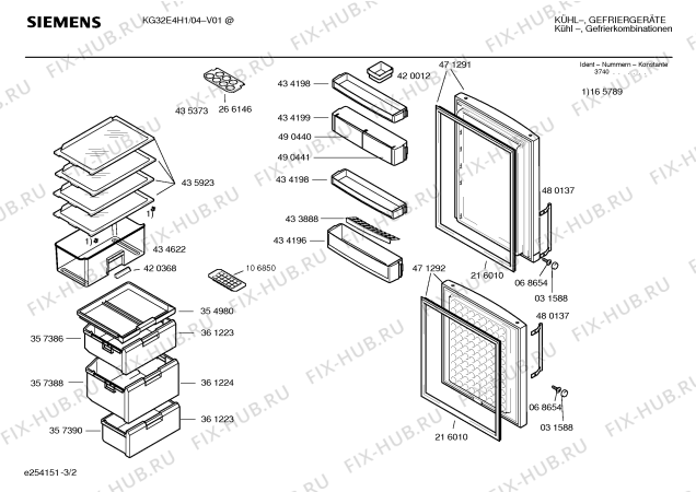 Схема №2 KG32E4H1 с изображением Инструкция по эксплуатации для холодильника Siemens 00589378