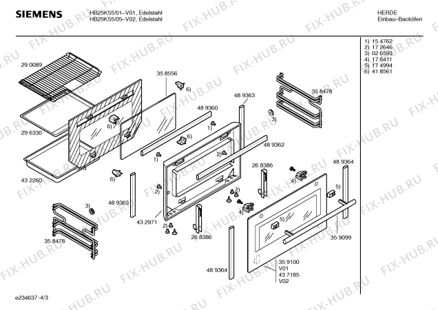 Схема №4 HB16K64 с изображением Переключатель для духового шкафа Siemens 00176475