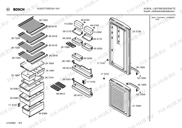 Взрыв-схема холодильника Bosch KGS3775SD - Схема узла 02