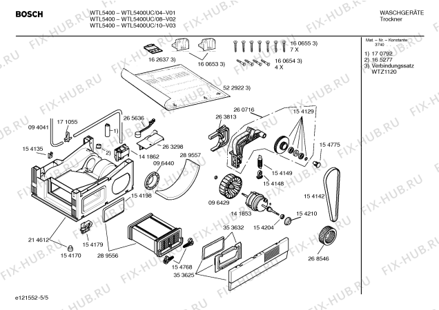 Схема №3 WTL5410UC Axxis с изображением Розетка для сушилки Bosch 00171052
