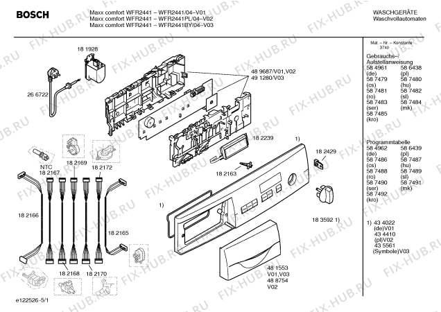 Схема №4 WFR2441PL Maxx comfort WFR2441 с изображением Таблица программ для стиральной машины Bosch 00586439