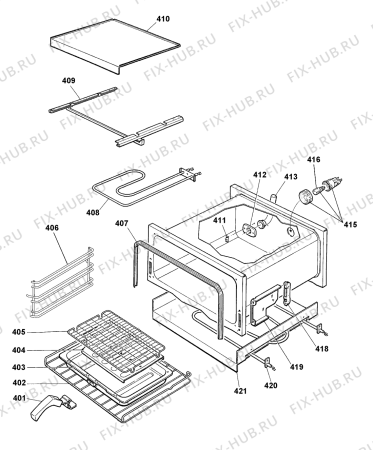 Взрыв-схема плиты (духовки) Indesit KD6C8EX (F029986) - Схема узла