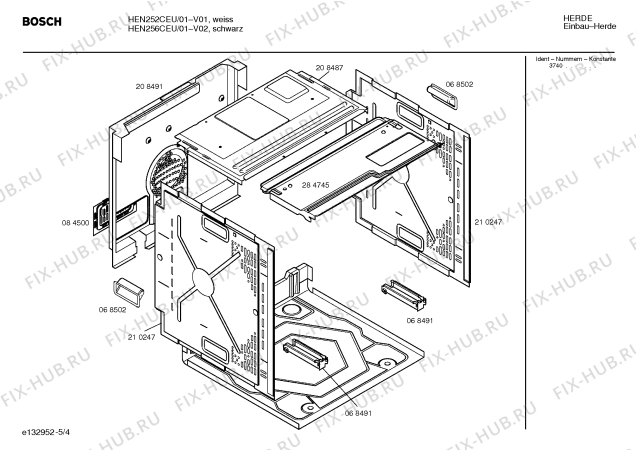 Схема №4 HEN252CEU с изображением Инструкция по эксплуатации для плиты (духовки) Bosch 00522837