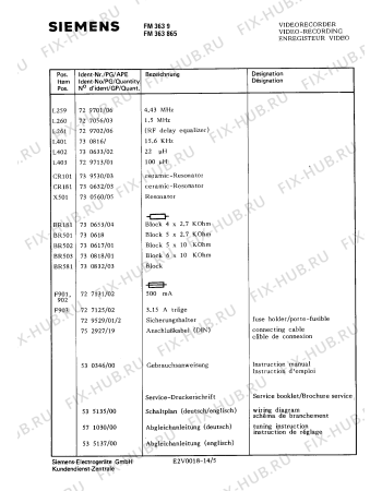 Схема №11 FM3639 с изображением Инструкция по эксплуатации для видеоэлектроники Siemens 00530346