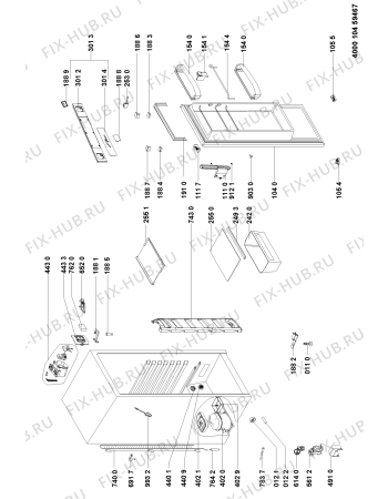 Схема №1 WVR1842DFCX с изображением Часть корпуса для холодильной камеры Whirlpool 481010414429