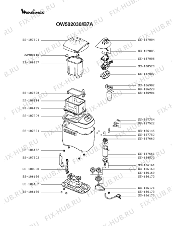 Схема №1 OW502230/B7A с изображением Панель управления для хлебопечи Moulinex SS-188528