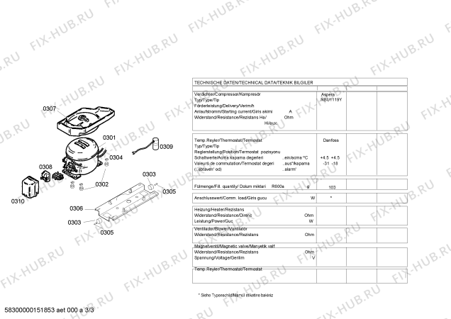 Взрыв-схема холодильника Profilo BD2668TM - Схема узла 03