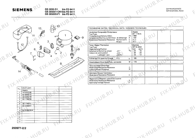 Взрыв-схема холодильника Siemens GS3050 - Схема узла 02