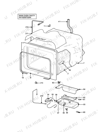 Взрыв-схема плиты (духовки) Parkinson Cowan SN55TCBUN - Схема узла H10 Main Oven Cavity (large)