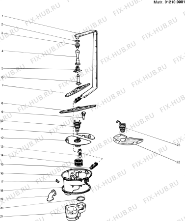 Взрыв-схема посудомоечной машины Whirlpool DWN38SBENDIX (F007376) - Схема узла