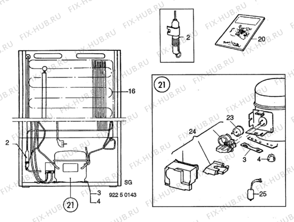 Взрыв-схема холодильника Zanker GS322 - Схема узла C10 Cold, users manual