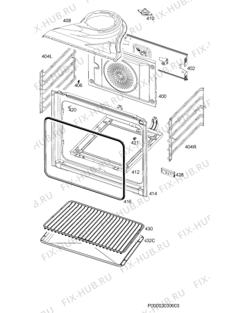 Взрыв-схема плиты (духовки) Aeg Electrolux EE3000021M - Схема узла Oven