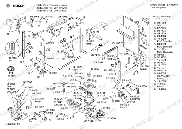 Взрыв-схема посудомоечной машины Bosch SMV5503II - Схема узла 02