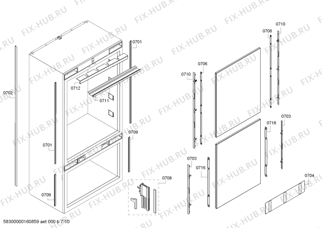 Схема №9 T36BT820NS с изображением Крышка для холодильника Bosch 00656242