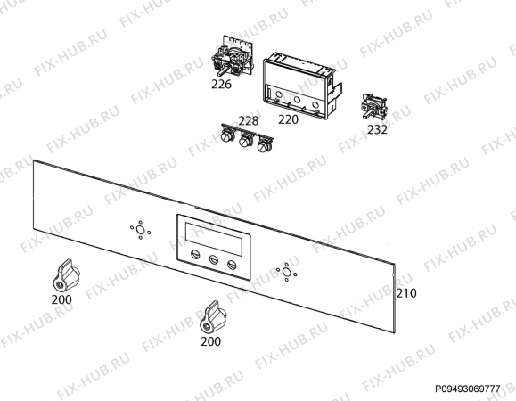 Взрыв-схема плиты (духовки) Ikea GRANSLOS 90307454 - Схема узла Command panel 037