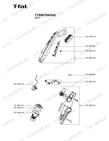 Схема №1 TY886784/9A0 с изображением Рукоятка для пылесоса Seb RS-RH5500