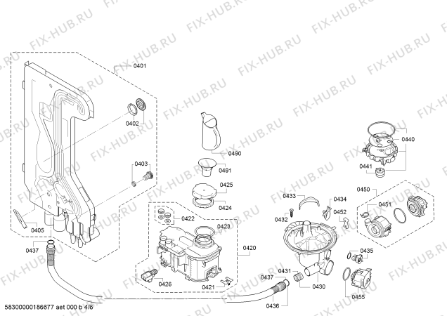 Взрыв-схема посудомоечной машины Zelmer ZED25W00EU - Схема узла 04