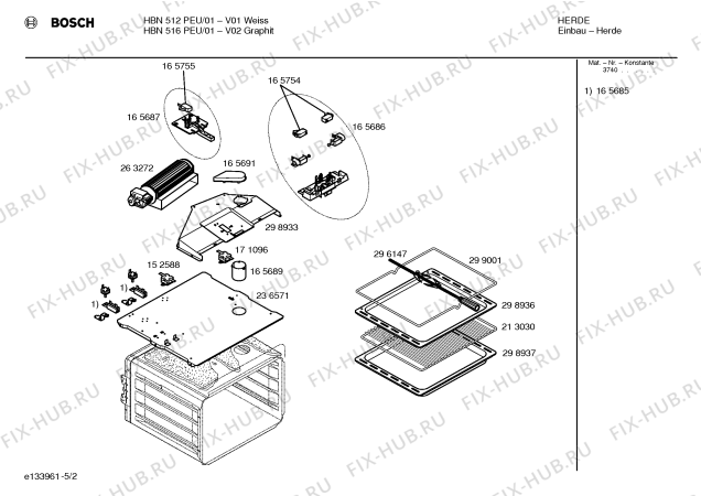 Взрыв-схема плиты (духовки) Bosch HBN512PEU - Схема узла 02
