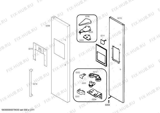 Схема №10 KGU57990 с изображением Ручка двери для холодильной камеры Bosch 00432083