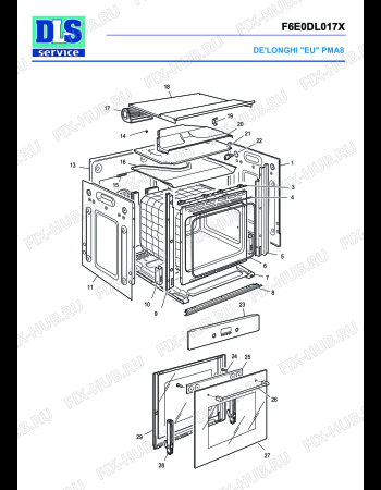 Схема №2 PMA 8 с изображением Элемент корпуса для плиты (духовки) DELONGHI 35F6V07SPR