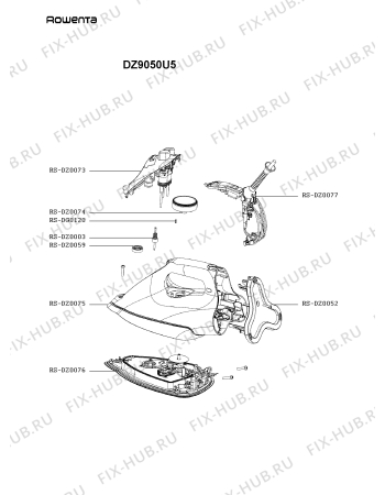 Схема №1 DZ9050U5 с изображением Рукоятка для электропарогенератора Rowenta RS-DZ0075