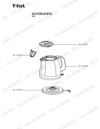 Схема №1 KO1538JP/87A с изображением Элемент корпуса для электрочайника Seb SS-207888