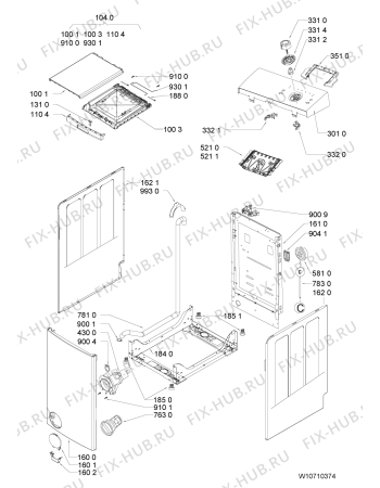 Схема №2 PWA 8027/2 с изображением Декоративная панель для стиральной машины Whirlpool 481010579626