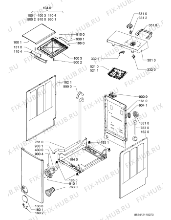 Схема №1 TLW1000P-E с изображением Обшивка для стиральной машины Whirlpool 481010421376