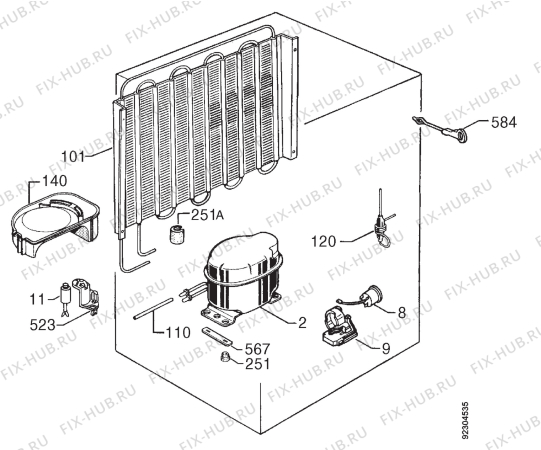 Взрыв-схема холодильника Zanker TT144 - Схема узла Cooling system 017