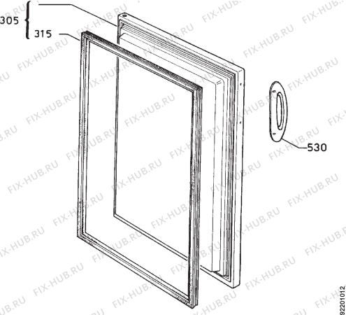 Взрыв-схема холодильника Zoppas PV130 - Схема узла Door 003