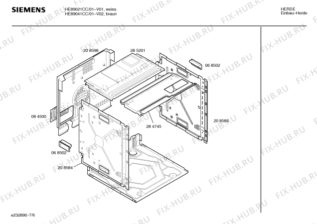 Схема №4 HE89020CC с изображением Панель управления для электропечи Siemens 00289317