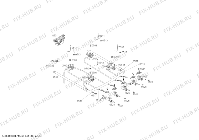 Взрыв-схема плиты (духовки) Coldex FN122K13SC COCINA COLDEX PREZIOSA BL L50 220V - Схема узла 05