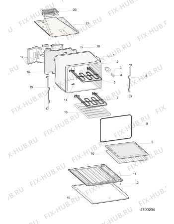 Взрыв-схема плиты (духовки) Indesit IS5V4PHXEU (F156210) - Схема узла