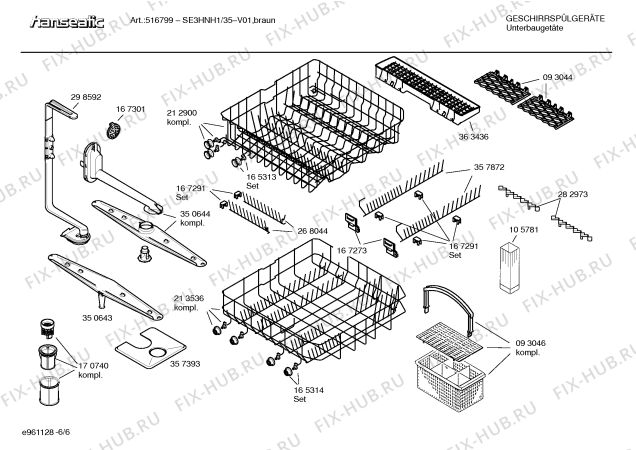 Взрыв-схема посудомоечной машины Hanseatic SE3HNH1 premium line - Схема узла 06
