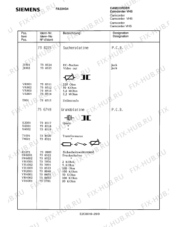 Схема №19 FA224G4 с изображением Инструкция по эксплуатации для видеоэлектроники Siemens 00530632