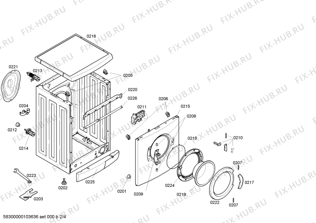 Взрыв-схема стиральной машины Bosch WFL2021GR Maxx WFL2021 - Схема узла 02