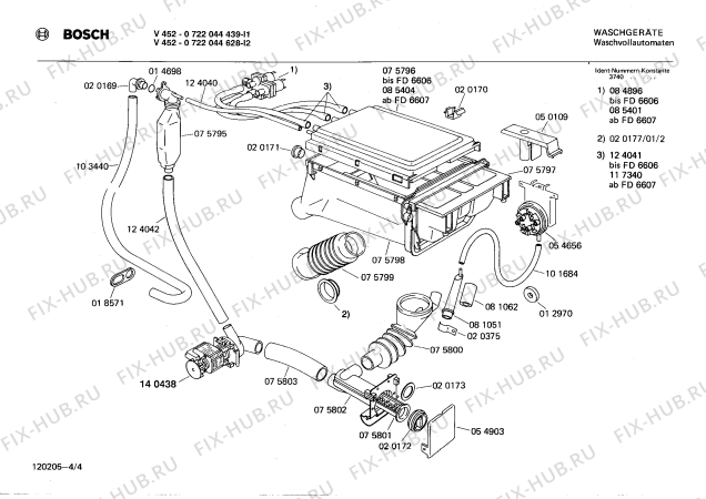 Взрыв-схема стиральной машины Bosch 0722044439 V4522 - Схема узла 04
